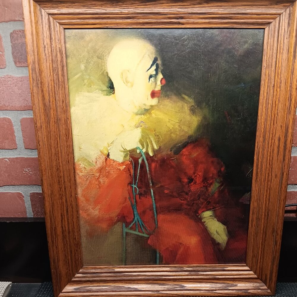 Framed Painting of the Sad Clown